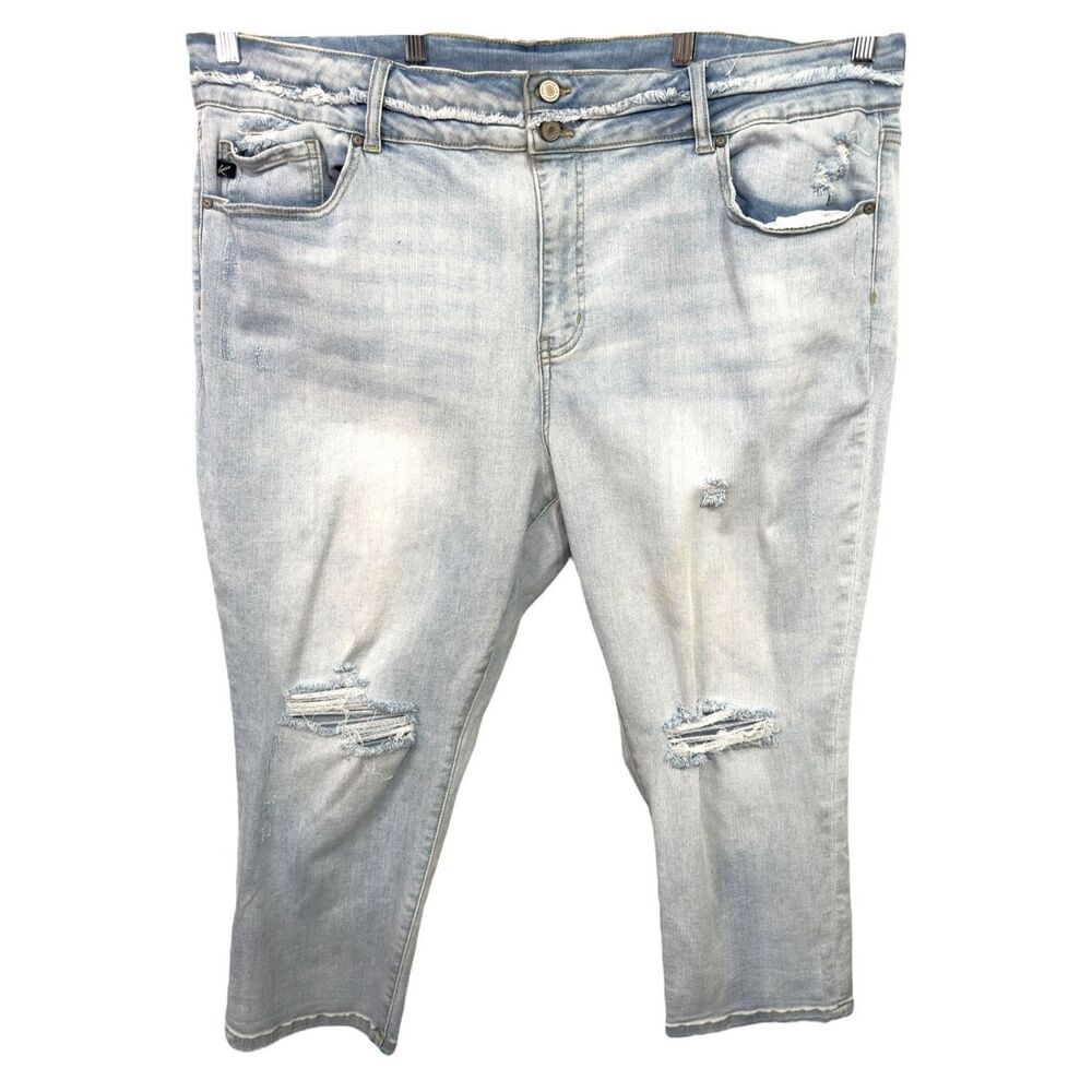 KanCan Maurices Plus Size‎ 24 Jeans Light Blue Distressed Straight High Rise 289